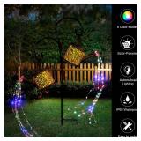 MEREAR Solar Watering Can Lights Outdoor with 8 Multi-Color Changing Modes, IP65 Waterproof Landscape Light Garden Decor, One Pole Two Lights Outside Decorations for Lawn, Backyard, Patio, Chrismas