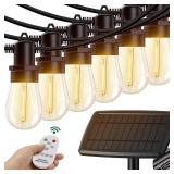 KYY 54(48+6) FT Solar String Lights Outdoor with USB Port Remote, Waterproof and Shatterproof Patio Lights with Solar Powered Panel, LED Vintage Edison Bulbs, Heavy-Duty and UL Listed Market Lights - 