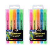 2 Sets of 5 Gel Highlighters, Assorted Fluorescent Colors