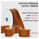 TONIFUL Brown Velvet Ribbon 2 Inch x 10yds, Vintage Velvet Ribbons, for Christmas Wreath Decoration Handmade Craft Ornaments Gift Wrapping & Bow Making, Valentine