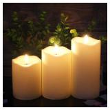 ANGELLOONG Flickering Flameless Candles, Realistic LED Candles with Remote and Timer, Set of 3 Battery Operated Candles for Room Fall Home Decor Wedding Christmas Decorations