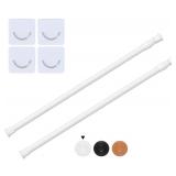 2 Pcs White Small Tension Rod 12 to 20 Inch Adjustable Tension Curtain Rod Mini Closet Rod Spring Rod No Drilling Short Tension Rods for Windows, Cupboard, Kitchen Cabinets, Refrigerator