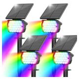 VOLISUN Solar Spot Lights Outdoor Waterproof IP67, 27 LED with 6 Colors Changing Solar Lights Outdoor Spotlights Auto On/Off Solar Landscape Lights for Outside Yard Garden Pathway(4 Pack- RGB)