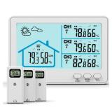 Indoor Outdoor Thermometer Wireless, 5 Inch Display Digital Hygrometer Thermometer Temperature Humidity Monitor with 328ft Range Sensor and Weather Station