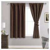 JIUZHEN Blackout Curtains for Bedroom - Thermal Insulated Room Darkening Rod Pocket Curtains for Living Room, Set of 2 Panels with Tiebacks, 42 x 45 Inch Length, Brown