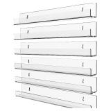 Cq acrylic Invisible Clear Floating Bookshelf - 15" Hanging Wall Mounted Display Shelf for Kids Room, Modern U Shaped Ledge for Books,Picture,Toys, Vinyl Records Wall Display Shelf,Pack of 6