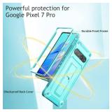 URBANITE for Google Pixel 7 Pro Case, Military Grade Rugged Shockproof Protective Cover with Kickstand (Sky Blue)