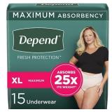 Depend Fresh Protection Adult Incontinence & Postpartum Underwear for Women - Maximum Absorbency - XL - Blush - 15ct - Retail: $79.24