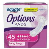 Equate Options Women s Bladder Control Pads Maximum Absorbency Long Length (45 Count)