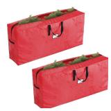 Set of 2 Christmas Tree Storage Bags - Fits 9-Foot Artificial Tree Each - Protect Holiday Decorations from Moisture and Damage by Elf Stor (Red)