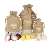 OLEMI Potato Onion Garlic Storage Reusable Bags Produce Cotton Kitchen Containers Set Of 3 Bins For Pantry And Home Organization Rustic Farmhouse Counter Decor Accessories Organizer Food Container