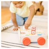 Melissa & Doug Classic ABC Wooden Block Cart Educational Toy With 30 1-Inch Solid ABC Wood Blocks For Toddlers Ages 2+