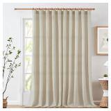 jinchan Linen Blend Curtain for Living Room 96 Inch Length Extra Wide for Room Divider Oat Curtain Rustic Farmhouse Curtain Rod Pocket Back Tab Light Filtering Bedroom Window Curtain 1 Panel Oat