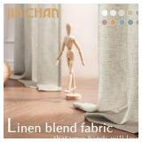 jinchan Linen Blend Curtain for Living Room 96 Inch Length Extra Wide for Room Divider Oat Curtain Rustic Farmhouse Curtain Rod Pocket Back Tab Light Filtering Bedroom Window Curtain 1 Panel Oat