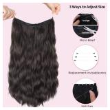 HOOJIH Wire Hair Extensions with 2 Removable Clips 18 Inch Wavy Curly Hair Invisiable Transparent Wire Extensions Hairpieces for Women - Honey Blonde with Lightest Blonde Highlights - Retail: $692.12