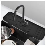 Kitchen Sink Splash Guard, Silicone Faucet Handle Drip Catcher Tray, Kitchen Sponge Holder Faucet Absorbent Sink Protectors Mat for Kitchen Bathroom Sink Accessories 19.7" x 5.5"