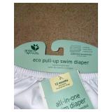 green sprouts Baby Eco Pull-Up Reusable Swim Diaper - White 12M.