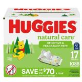 Huggies Natural Care Sensitive Baby Wipe Refill Fragrance Free (1024 Count)