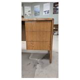 5 Drawer Wood Desk with Glass Top & Chair Mat