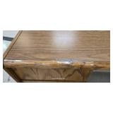 5 Drawer Wood Desk with Glass Top & Chair Mat