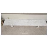 (2) Short White Washed Wooden Benches