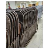 (22) Brown Cushioned Folding Chairs W/ Rolling Cart