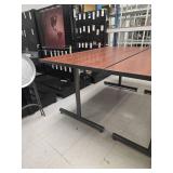 (3) Wood Tables With Metal Base