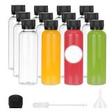 Moretoes 2oz Shot Bottles with Caps, 12pcs Plastic Juice Bottles, Reusable Leak-proof Containers with Cap for Juices, Ginger Shot, Smoothie and Other Liquids