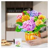 Airpark Paper Flower Pop Up Cards, Christmas Flower, Paper Flowers 3D Greeting Cards with Blank Note Card & Envelope, 12