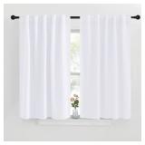 NICETOWM Window Treatment Curtain Panels - (White Color) W42 x L40, 2 Pieces, Semi Blackout Window Treatment Drape Panel for Kids Bedroom