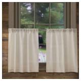 Valea Home Linen Kitchen Curtains 24 Inch Length Rustic Farmhouse Crude Short Cafe Curtains Rod Pocket Tiers for Small Window Bathroom Basement, Natural, 2 Panels