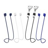 BUISAMG Magnetic Anti-Lost Straps for AirPods, Soft Silicone Sports Lanyard, Neck Rope Cord, with Airpods 3rd 2nd Generation Pro 3 2 1 (4pcs Blue White Black blue)