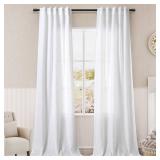 38 inch Width White Semi Sheer Linen Curtains 90 inches Long for Living Room Back Tab Modern Farmhouse Boho Coastal Decor Cotton Textured Narrow Window Curtains 90 inch Length for Sitting Room