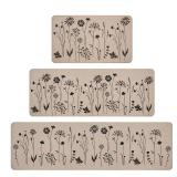 Rempry 3 PCS Kitchen Rugs Set, Flowers Non Slip Kitchen Mats for Floor, Waterproof Kitchen Rug for Laundry Room, Kithcen, 17"x47"+17"x30"+17"x59"