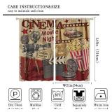 Movie Theater Themed Blackout Curtains American Vintage Camera Popcorn Movie Ticket Print Design Decor Bedroom Living Room Insulated Blackout Curtains 42x45in