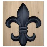 8" Metal Fleur De Lis Wall Plaque/Art with hanger - Rustic Creole Tuscan Decor (Black)