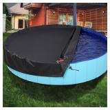 QH.HOME 63inch Foldable Dog Pet Bath Pool Cover, Portable Kiddie Small Collapsible Pool Cover with Tear Resistant, Fade Resistant, Drawstring, Portable Handle for Dog Pet Pool - Black