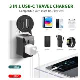 Universal Travel Adapter, All in One Plug Adapter with USB C, Worldwide Power Adapter USB Type C Port, International Wall Charger Foldable Plug Converter Outlet for Europe EU UK AUS (Type G/C/I/A)