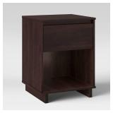 Modern Nightstand Espresso - Room Essentials: Laminated Particle Board Bedside Table with Storage Compartment