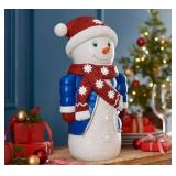 Plow And Hearth Indoor/Outdoor 18in Lit Holiday Illuminated Snoman Statue