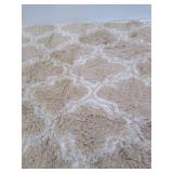 Shag Area Rug, Home Decor, Geometric, Beige/White