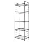 GIOTORENT 5-Wire Standing Storage Shelf, Metal Shelving Unit Pantry Rack for Laundry Kitchen Bathroom Organizer(Silver)