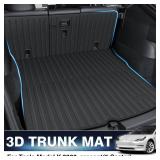 KUST Custom Fit Trunk Mat for 2020-2024 2025 Tesla Model Y Accessories 5 Seater (Not for 7 Seat) Cargo Mat Liner Back Seat Protector All Weather Protection Black