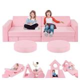 2024 New Modular Kids Play Couch, 12pcs Toddler Sofa Couch Building Fort, Versatile 300+DIY Creativing Playroom Bedroom Furniture for Toddlers. Convertible Kids Sofa and Cushion for Boys and Girls