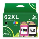 INKNI 62xl Ink Cartridges Black and Color Remanufactured Replacement For HP Ink 62 62XL Ink Cartridge Combo Pack Fit for HP Envy 7640 5560 7645 5540 Officejet 5740 200 250 8040 Series Printer (2-Pack)