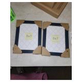 Golden State Art - 5x7 Enamel Picture Frame - Metal Gold Edge - Navy Blue Cute Enamel for 5 x 7 Inch Photos - Real Glass Front - With Easel Stand for Tabletop or Wall Mount Display (2 Pack)