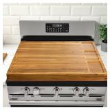 BLUEWEST Noodle Board Stove Cover with Handles, 3 in 1 Wood Stove Top Covers Board for Gas Burners and Electric Stove, Wooden RV Stovetop Cover, Tray for Kitchen Counter Space with Juice Grooves