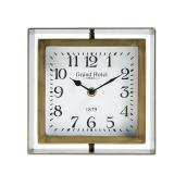 NIKKY HOME Rotating Table Clock, Non-Ticking Silent Battery Operated Decorative Mantel Desk Shelf Metal Clock for Home, Office, Living Room, Bed Room - Gold