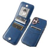 KIHUWEY Compatible with iPhone 16 Case Wallet with Credit Card Holder, Flip Premium Leather Magnetic Clasp Kickstand Heavy Duty Protective Cover for iPhone 16 6.1 Inch (Blue)