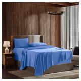 Nestl Split King Sheets for Adjustable Beds - 5 Piece Split King Sheets Set, Deep Pocket, Hotel Luxury, Extra Soft, Breathable and Cooling, Calm Blue Split King Bed Sheets